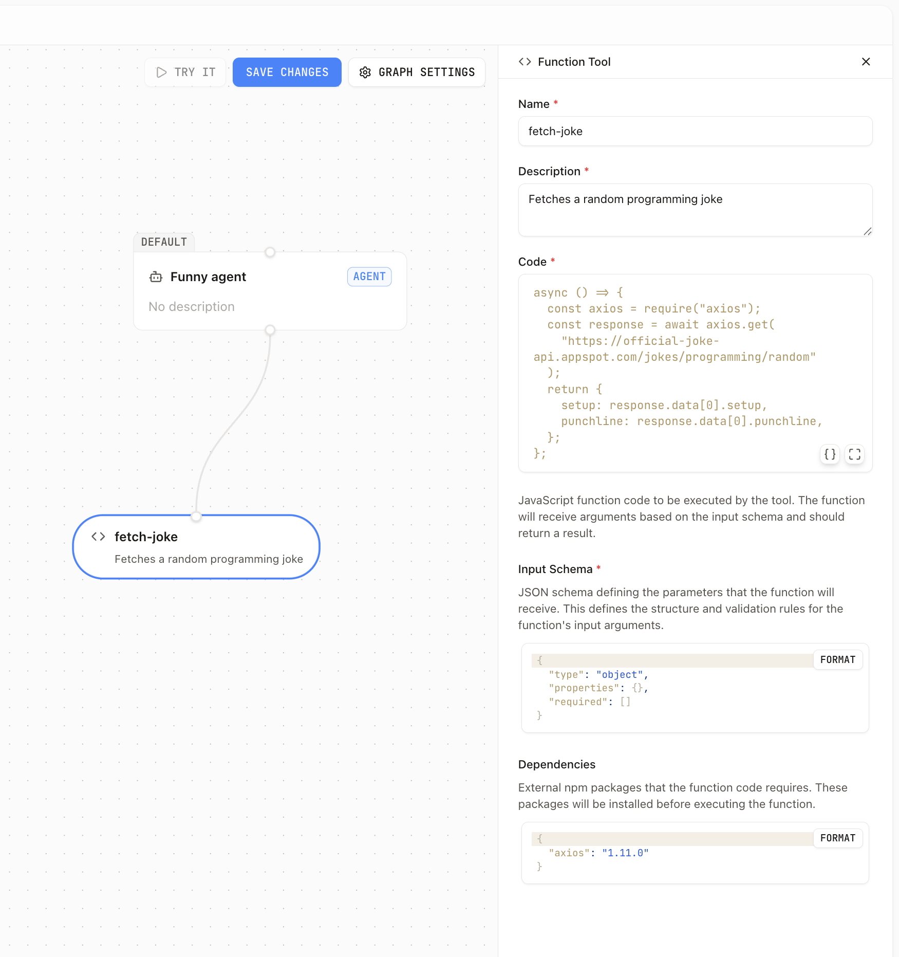 Function Tool Node Editor